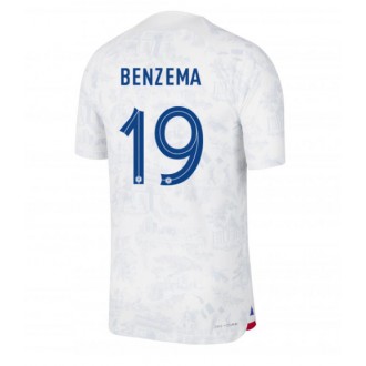 Herren Fußballbekleidung Frankreich Karim Benzema #19 Auswärtstrikot WM 2022 Kurzarm